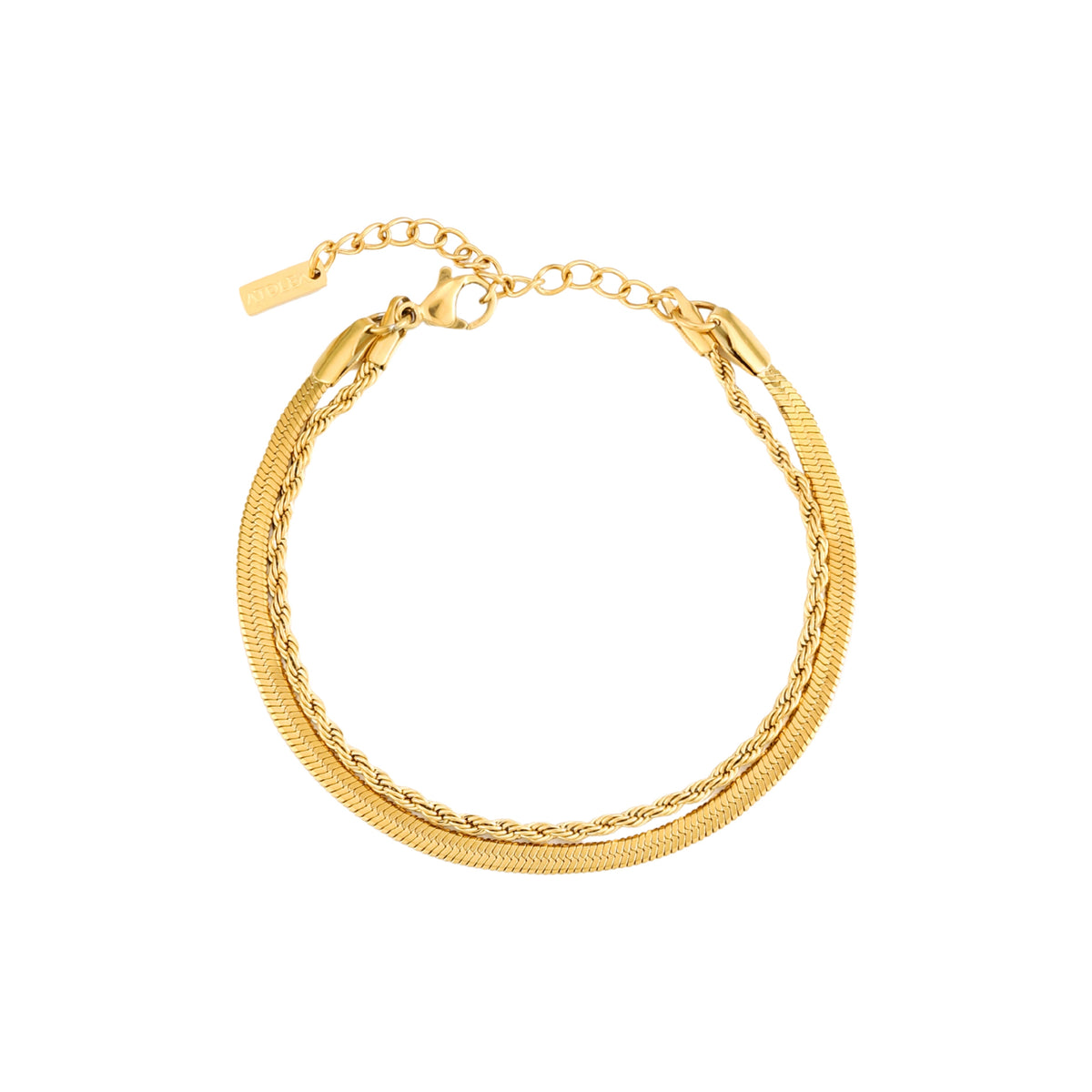 Herringbone and Rope Layered Bracelet — Ios
