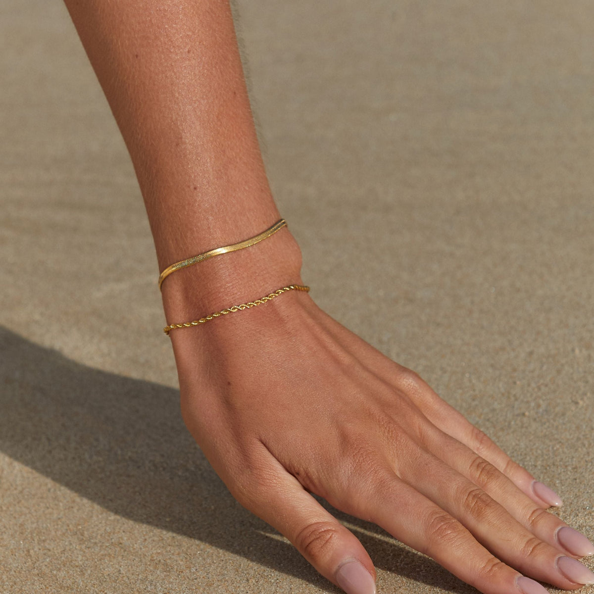 Herringbone and Rope Layered Bracelet — Ios