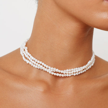 Triple Strand Freshwater Pearl Choker — Positano