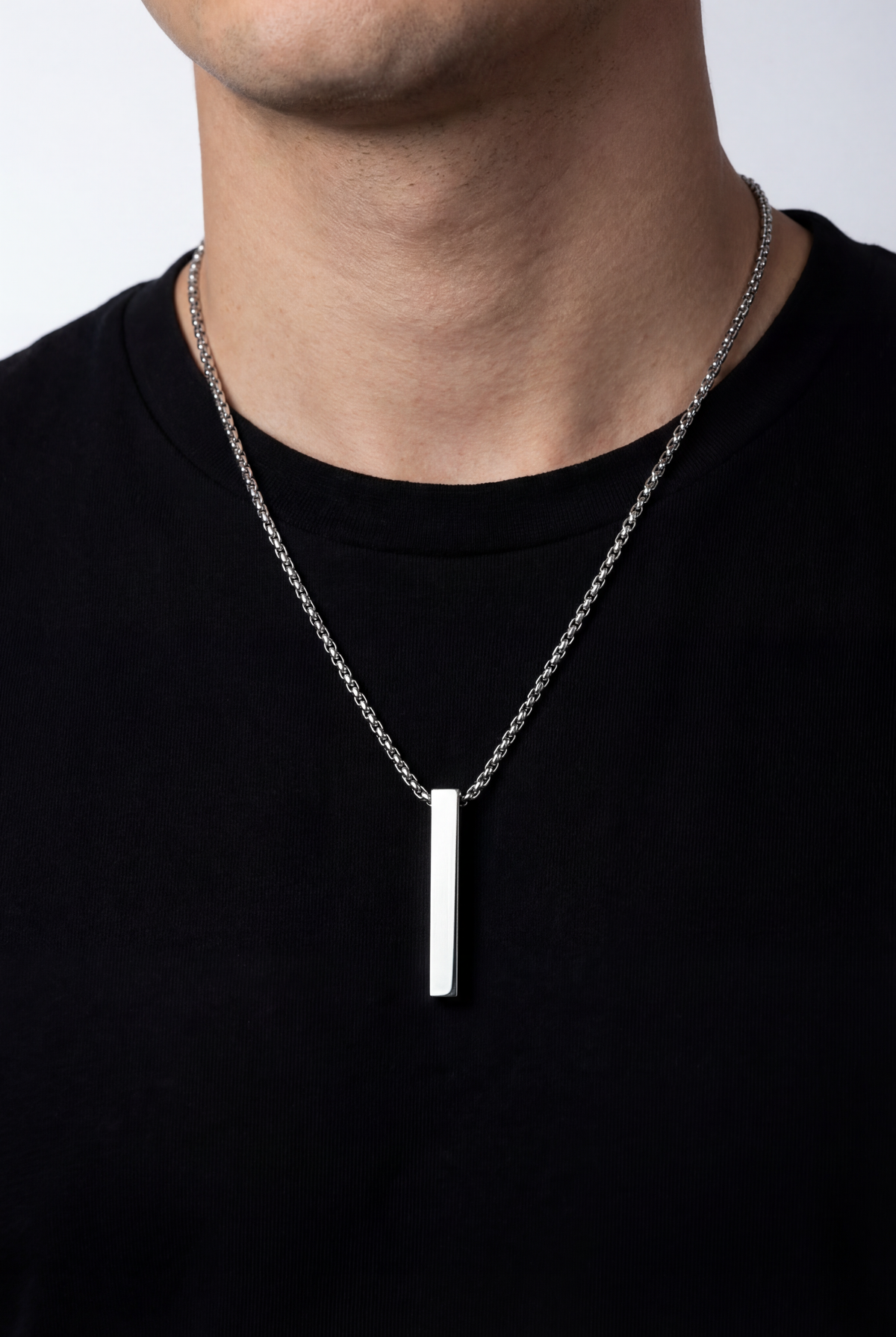 Long Bar Pendant Necklace, 40 mm, Stainless Steel — Linea