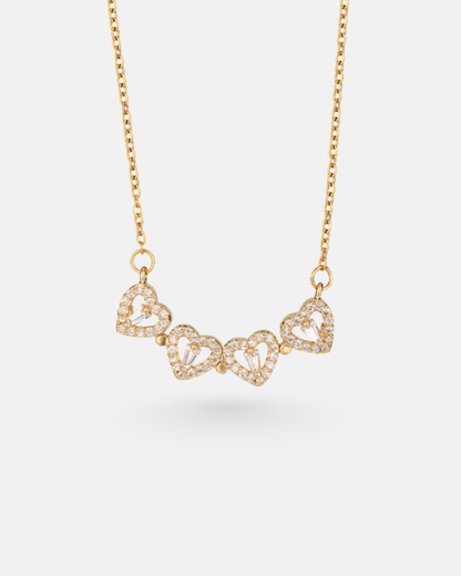 Convertible Clover and Four Hearts Necklace, Gold-Tone — Lucky Hearts