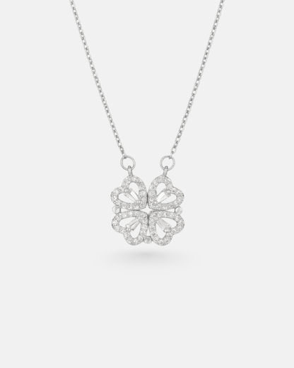 Convertible Clover and Four Hearts Necklace, Silver-Tone — Lucky Hearts