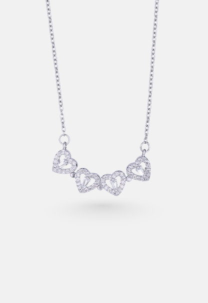 Convertible Clover and Four Hearts Necklace, Silver-Tone — Lucky Hearts