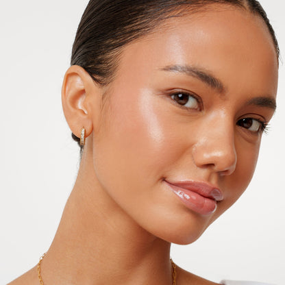 White Zircon Hoop Earrings, 13 mm — Lumière