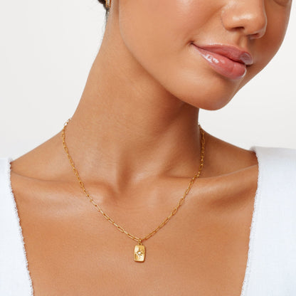 Zircon North Star Pendant Necklace, Steel