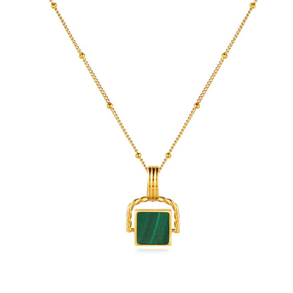 Green Malachite Pendant Necklace, 45 cm