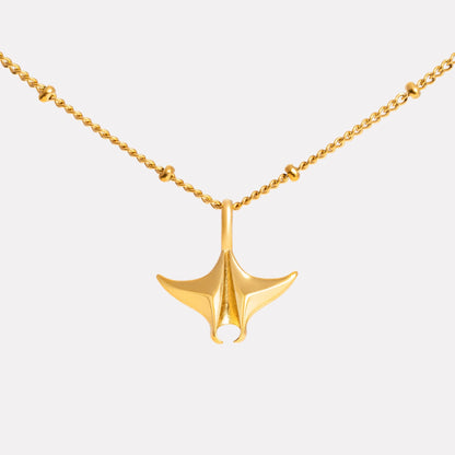 Manta Ray Pendant Necklace, 16 mm, Steel