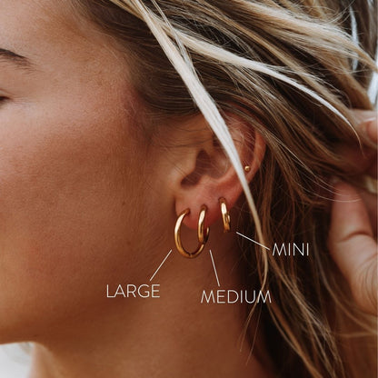 Classic Plain Hoop Earrings, 14–21 mm