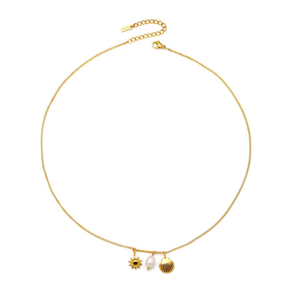 Sun Shell and Freshwater Pearl Necklace