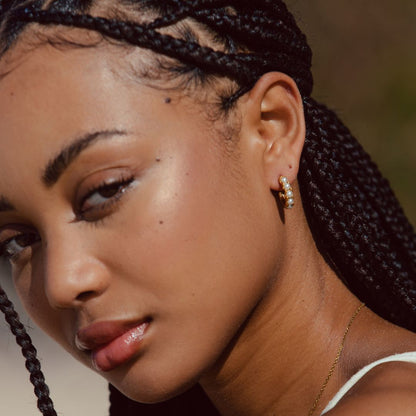 Mother-of-Pearl Half-Hoop Earrings, 18 mm