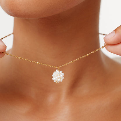Freshwater Pearl Cluster Pendant Necklace