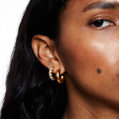 Mother-of-Pearl Half-Hoop Earrings, 18 mm