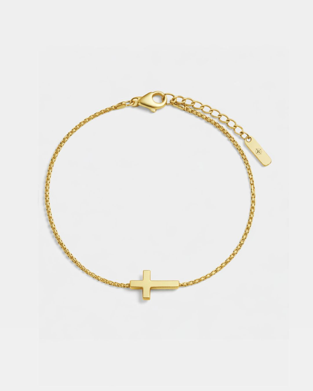 Minimal Cross Chain Bracelet, 18K Gold-Plated Steel