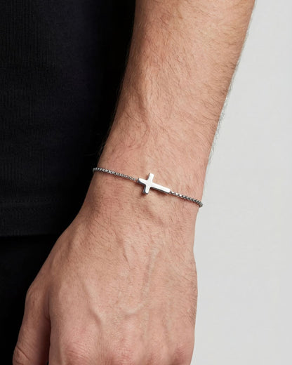 Minimal Cross Chain Bracelet, Silver-Plated Steel