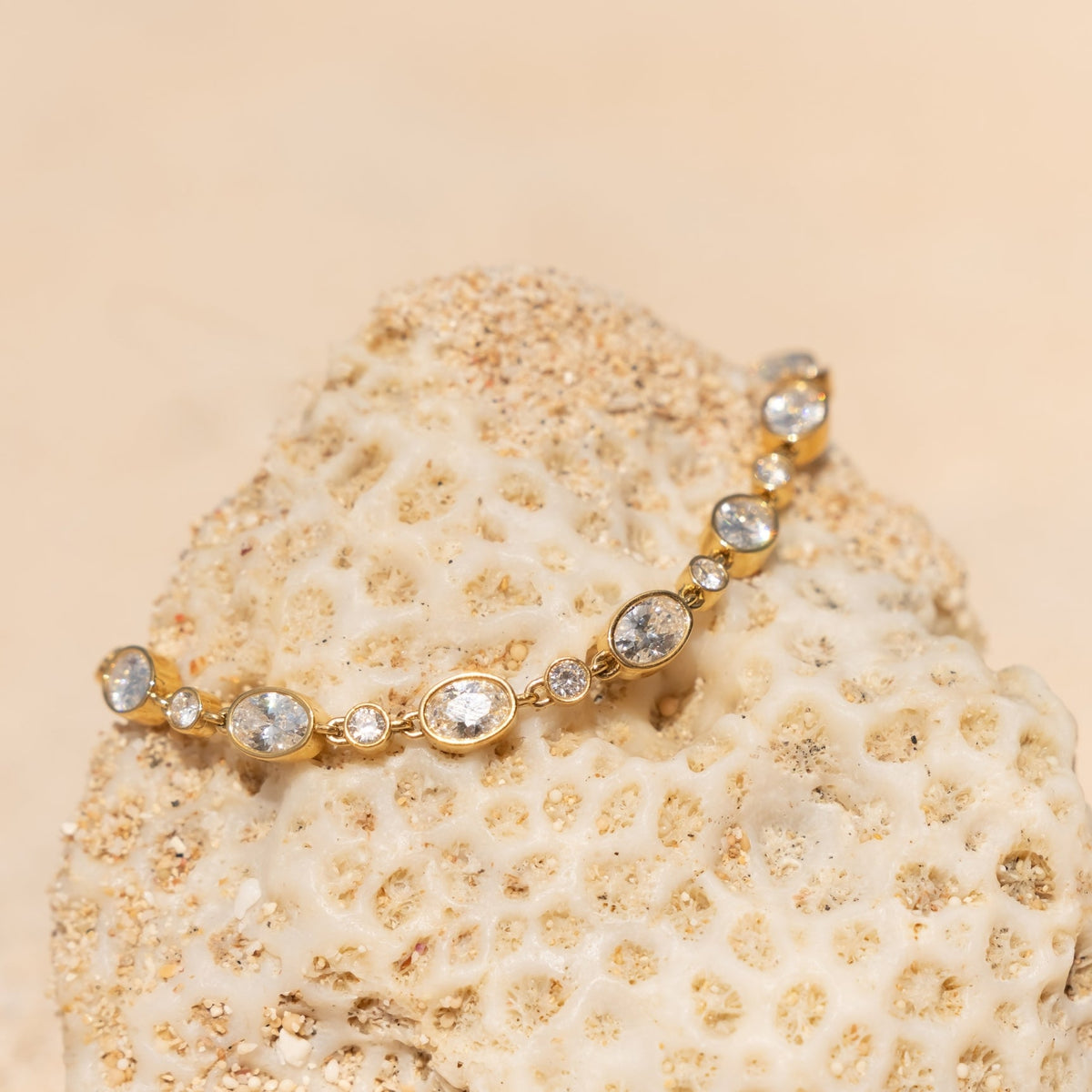Bezel Set Zircon Station Bracelet — Aura