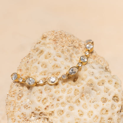 Bezel Set Zircon Station Bracelet — Aura