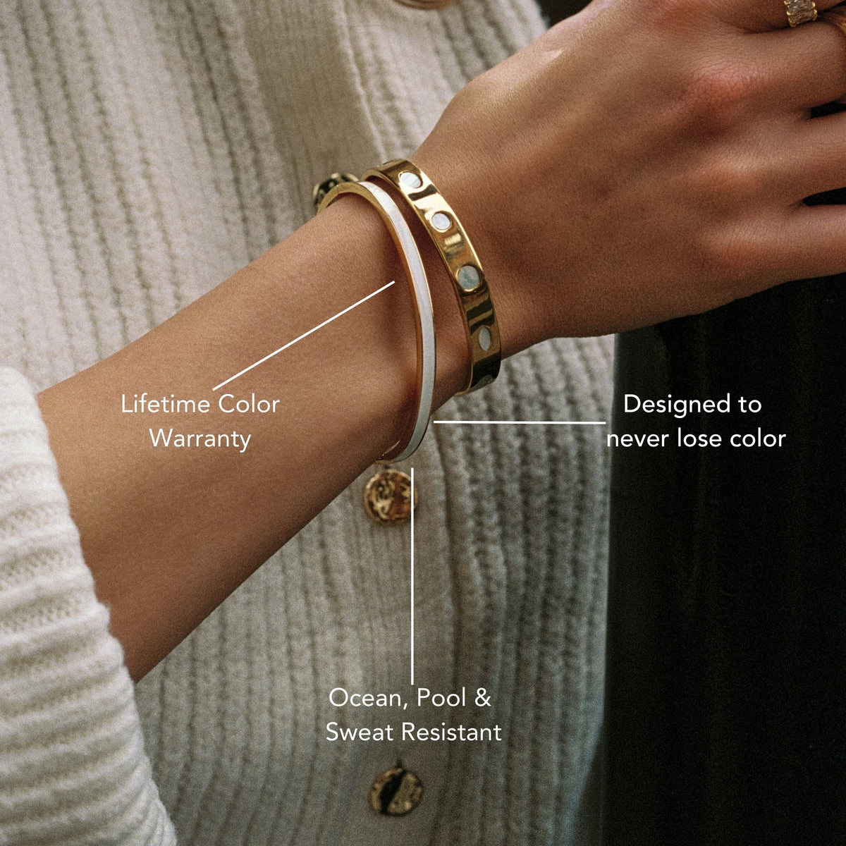 White Enamel Oval Bangle, Steel — Halo