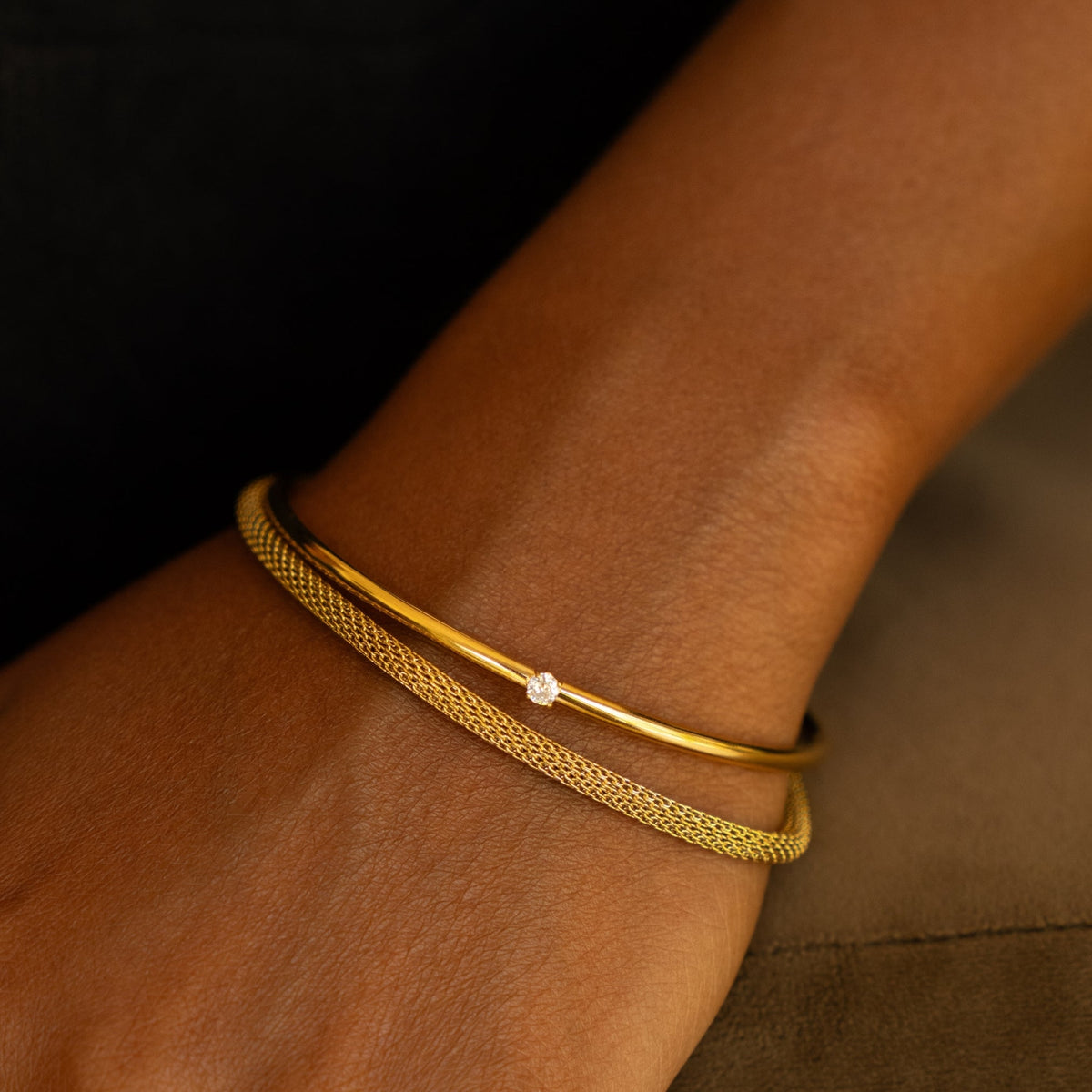 White Zircon Open Cuff Bracelet — Solar