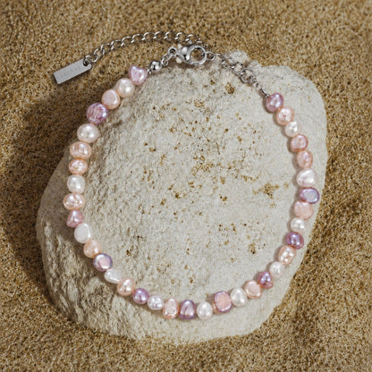 Pink Freshwater Pearl Anklet — Perla Rosa