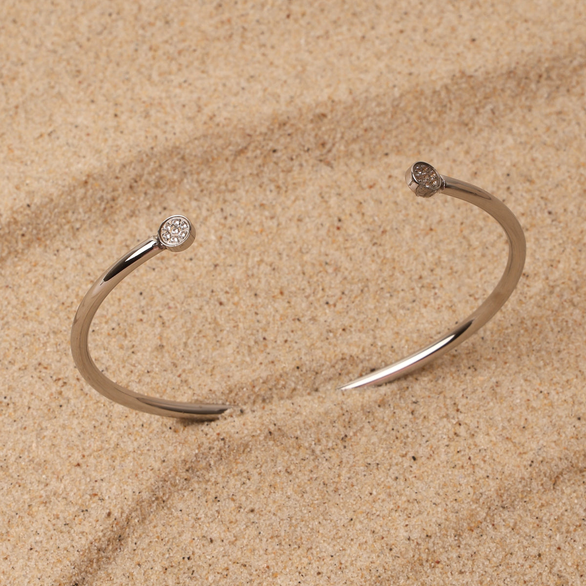 Pavé Disc End Cuff Bracelet — Mirari