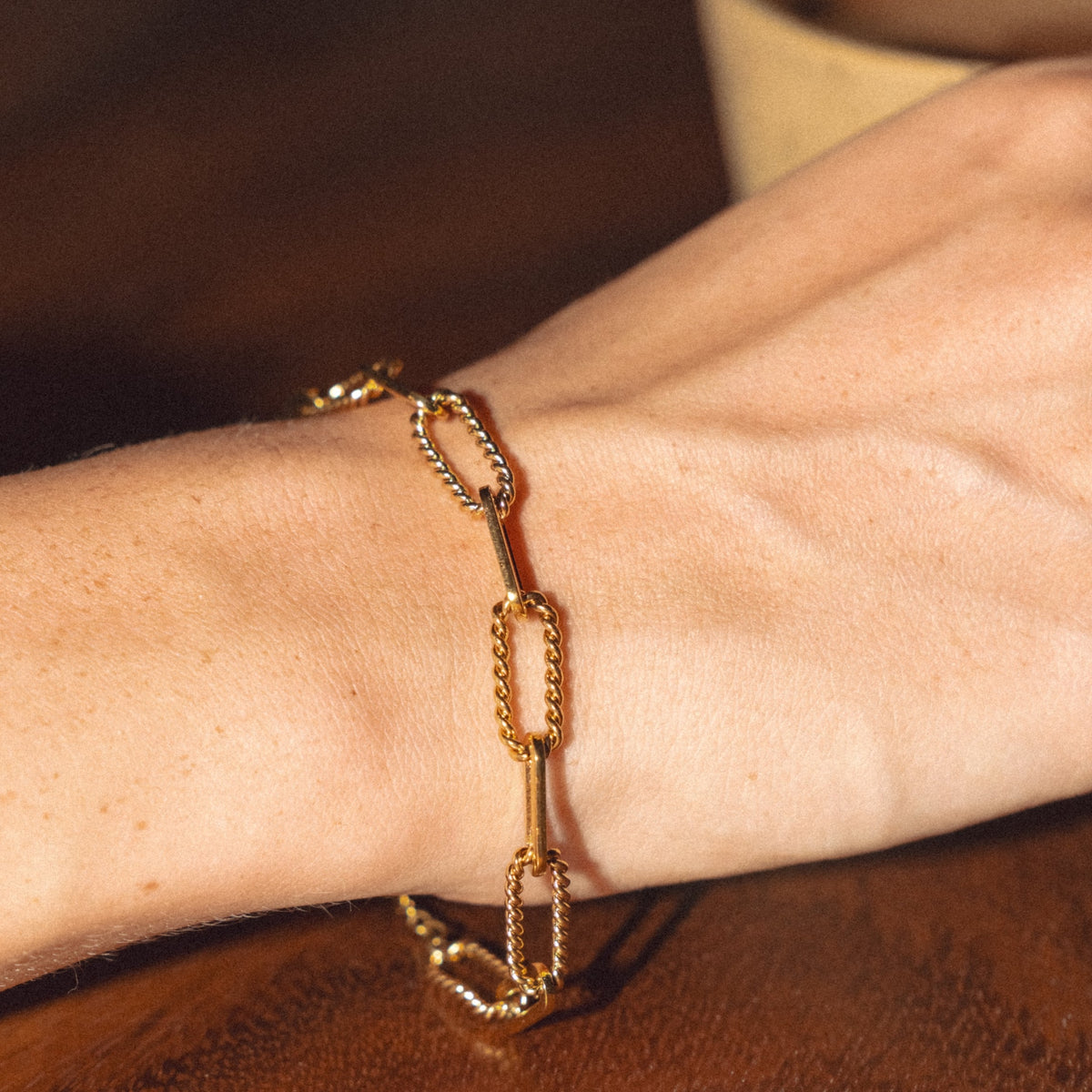 Textured Paperclip Bracelet, 5.5 mm, Steel