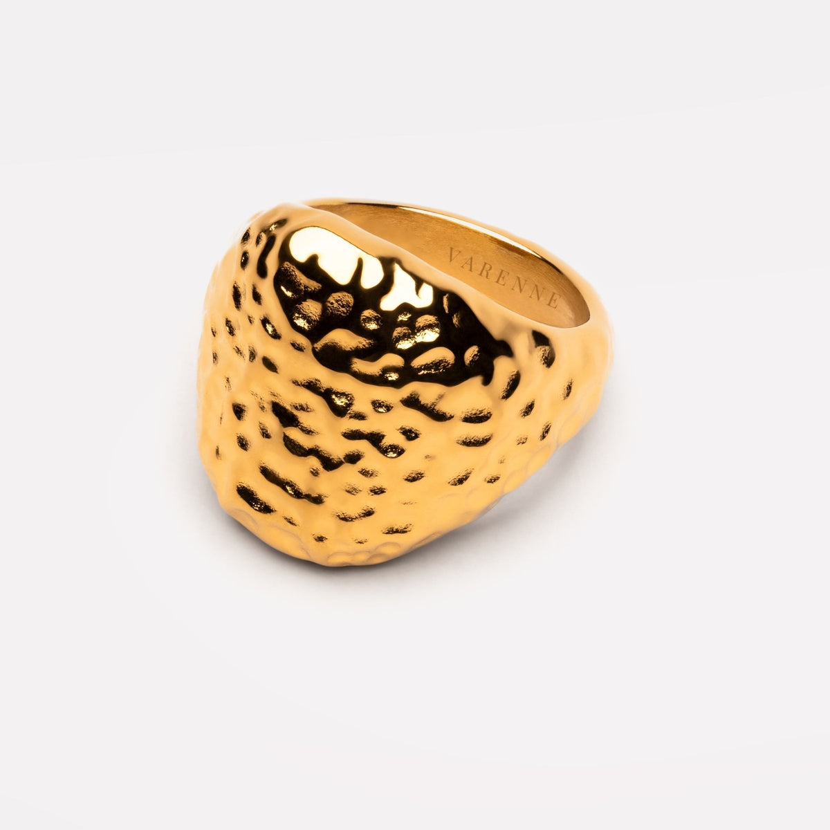 Hammered Dome Statement Ring, Steel — Molten