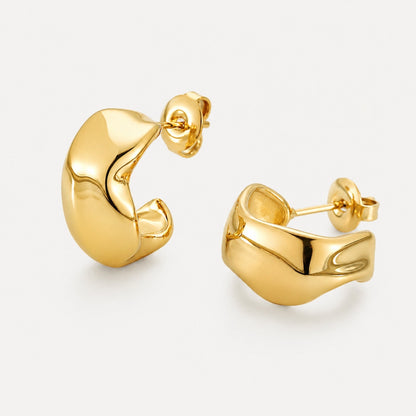 Sculpted Open Hoop Earrings, 16 mm — Molten