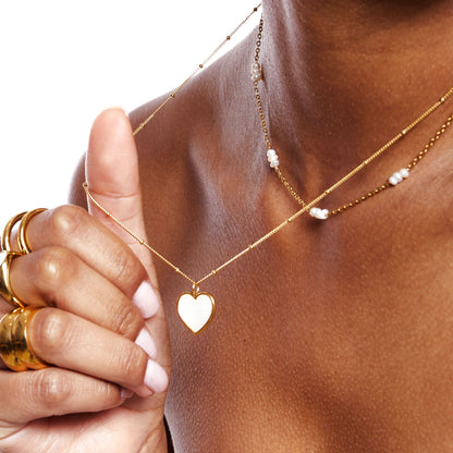 Mother-of-Pearl Heart Necklace, 45 cm — Love
