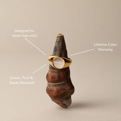 Round Mother-of-Pearl Signet Ring