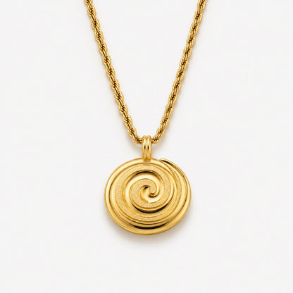 Spiral Disc Pendant Necklace, 19 mm, Gold PVD Steel — Nalu