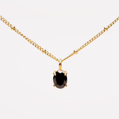 Oval Black Cubic Zirconia Pendant Necklace