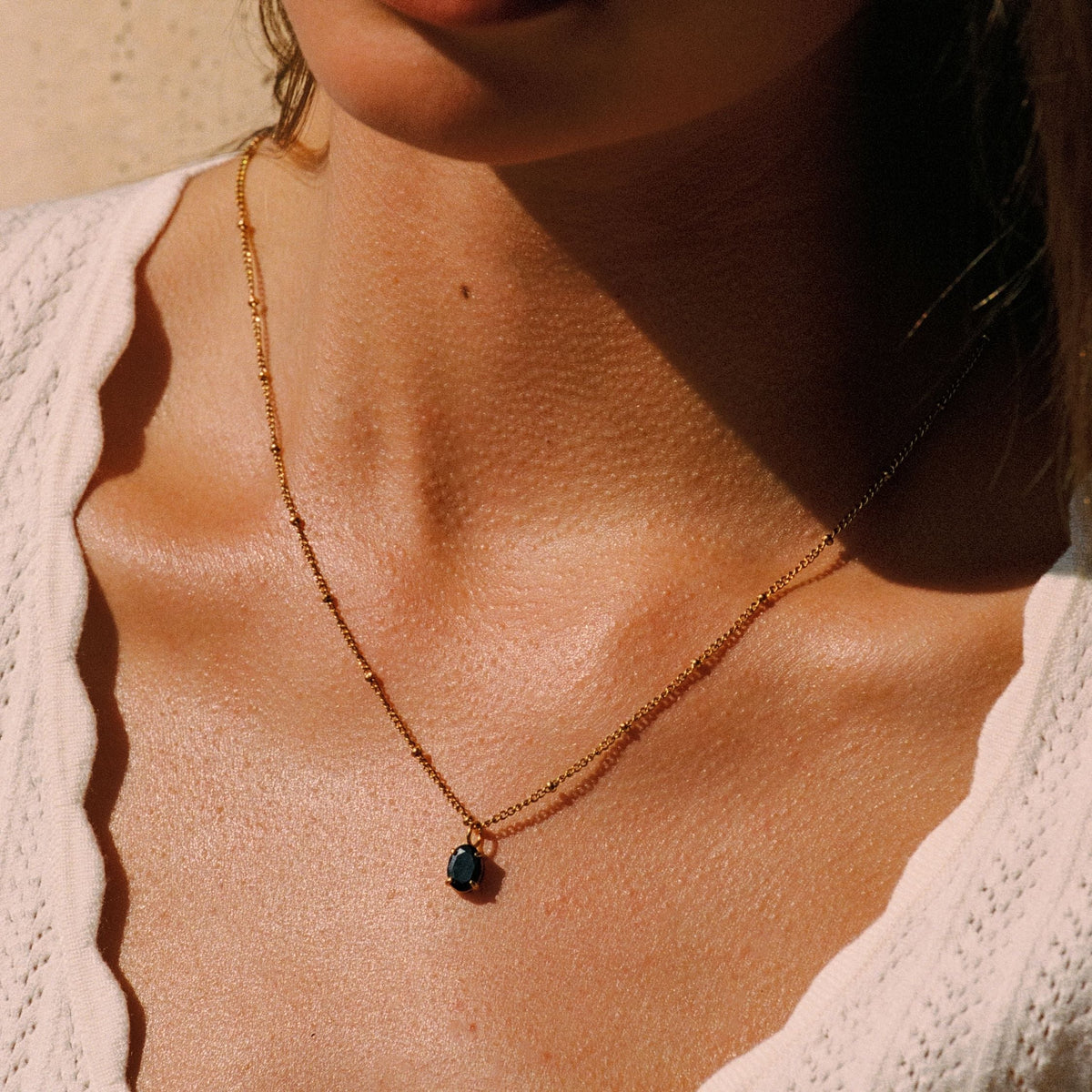 Oval Black Cubic Zirconia Pendant Necklace