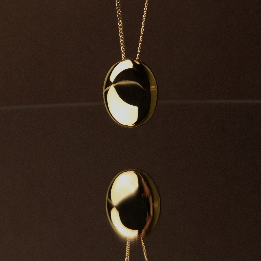 Polished Pebble Pendant Necklace, Steel