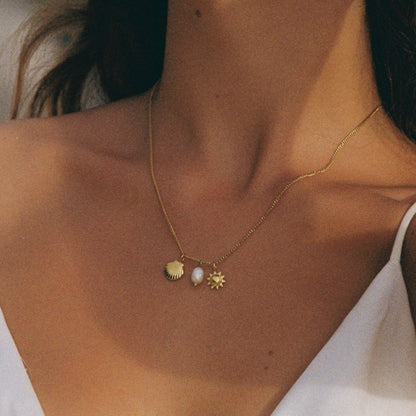 Sun Shell and Freshwater Pearl Necklace