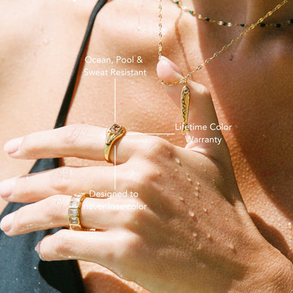 Brown Zircon Split Band Ring, Gold PVD Steel — Ocre