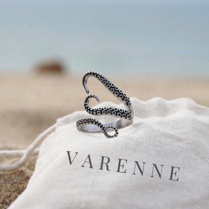 Adjustable Octopus Tentacle Ring, Stainless Steel