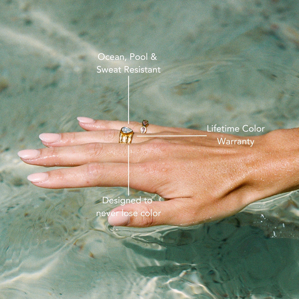 Hammered Pear Zircon Ring, Steel — Odyssey