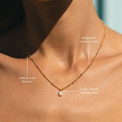 Oval Simulated Opal Pendant Necklace, 45 cm