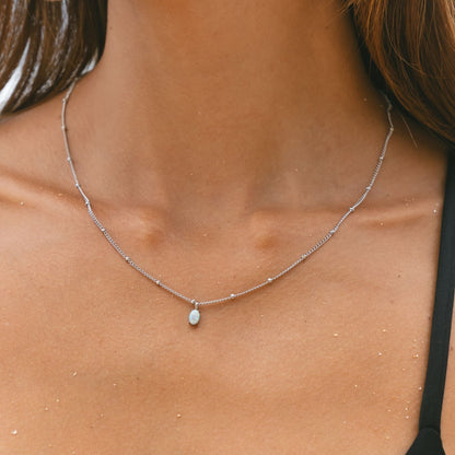 Oval Simulated Opal Pendant Necklace, 45 cm