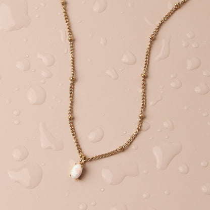 Oval Simulated Opal Pendant Necklace, 45 cm