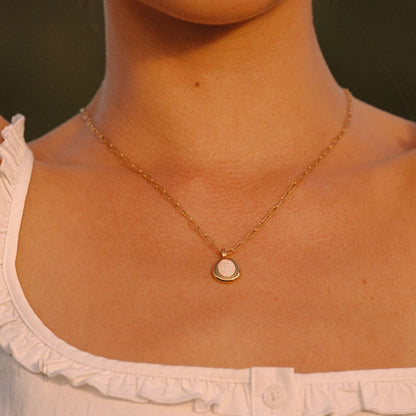 Opal Bezel Paperclip Necklace — Aura