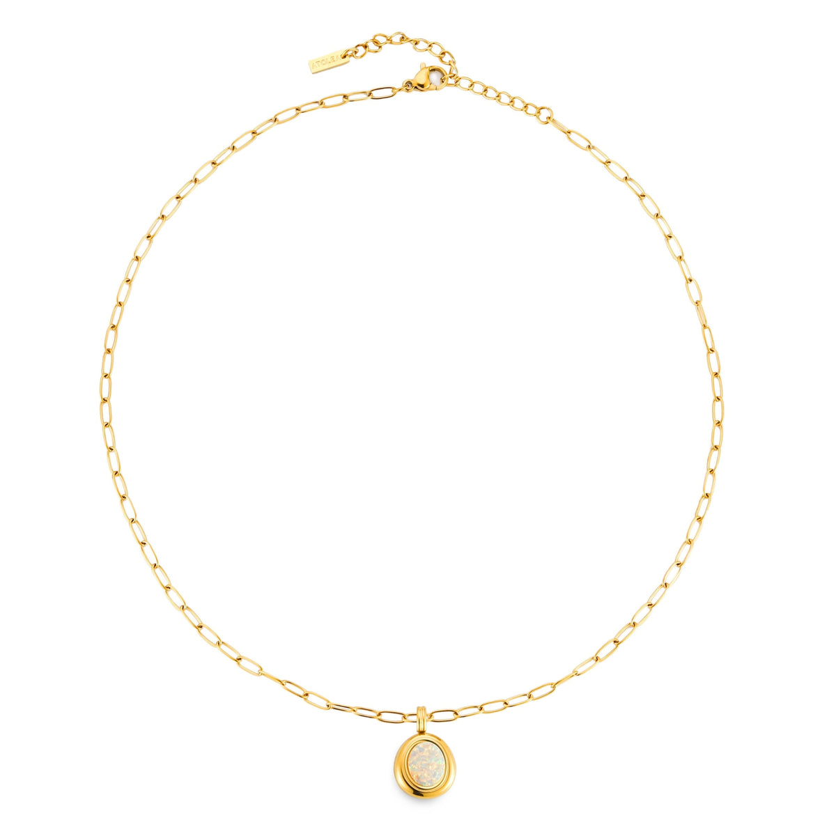 Opal Bezel Paperclip Necklace — Aura