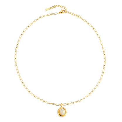 Opal Bezel Paperclip Necklace — Aura
