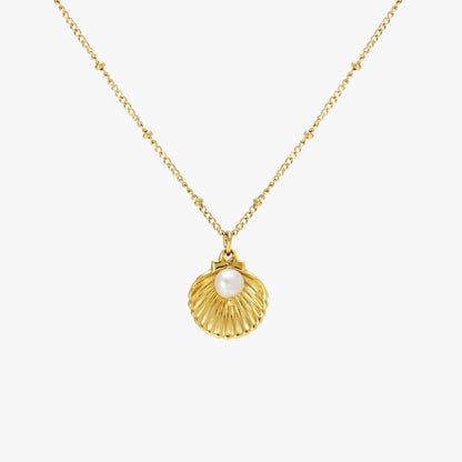 Reversible Shell and Pearl Pendant Necklace