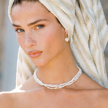 Triple Strand Freshwater Pearl Choker — Positano
