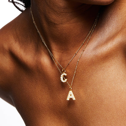 Mother-of-Pearl Initial Necklace, A–Z