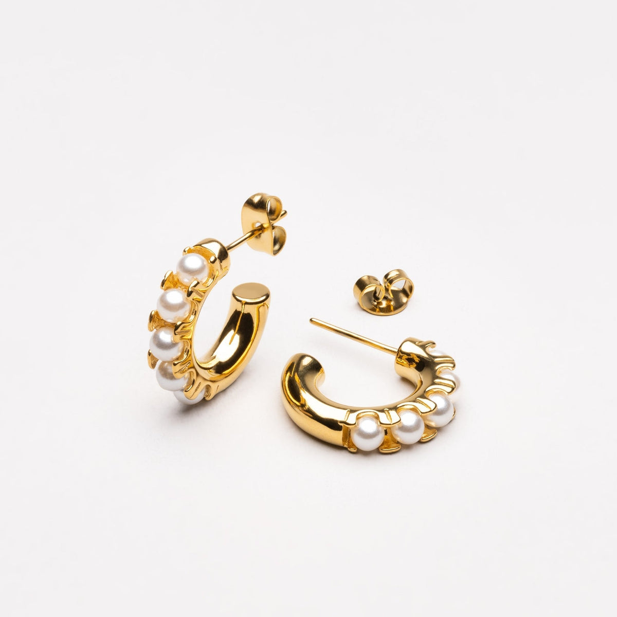 Mother-of-Pearl Half-Hoop Earrings, 18 mm