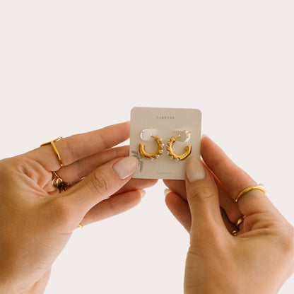 Mother-of-Pearl Half-Hoop Earrings, 18 mm