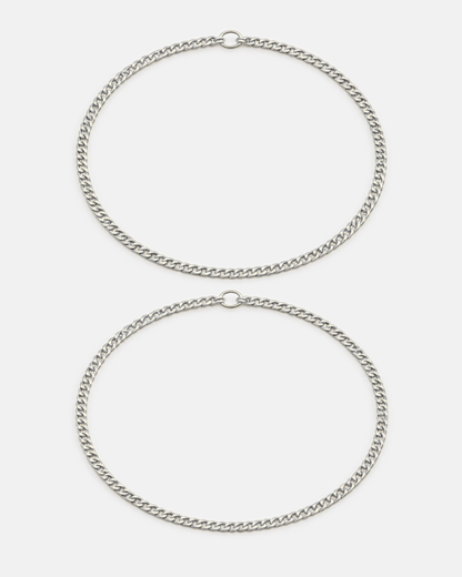 Men’s Permanent Couple Bracelet Set, 2 Pieces, Silver-Plated