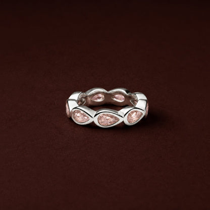 Pink Zircon Teardrop Eternity Ring — Peony